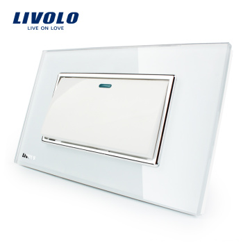 Fabricante Livolo Botón de cristal blanco de cristal blanco Pulsador 1 Interruptor de 2 vías VG-C3K1S-81